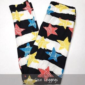 LuLaRoe OS Leggings Stars and Stripes Black White NEW